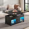 imageWLIVE 40 Lift Top Coffee Table 4 in 1 Coffee Tables with Storage 2 Fabric Drawers LED Light and USB Modern Coffee Table with Hidden Compartment for Living Room Dining Room BlackBlack