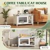 imageWLIVE Cat Litter Box Enclosure Hidden Litter Box Furniture with Cat Teaser Fit Most of Litter Box Farmhouse Indoor Pet House Coffee Table End Table for Living Room WhiteWhite