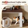 imageWLIVE Cat Litter Box Enclosure Hidden Litter Box Furniture with Cat Teaser Fit Most of Litter Box Farmhouse Indoor Pet House Coffee Table End Table for Living Room WhiteBrown