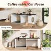 imageWLIVE Cat Litter Box Enclosure Hidden Litter Box Furniture with Cat Teaser Fit Most of Litter Box Farmhouse Indoor Pet House Coffee Table End Table for Living Room WhiteBlack