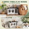 imageWLIVE Cat Litter Box Enclosure Hidden Litter Box Furniture with Cat Teaser Fit Most of Litter Box Farmhouse Indoor Pet House Coffee Table End Table for Living Room WhiteBlack