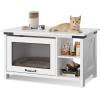 imageWLIVE Cat Litter Box Enclosure Hidden Litter Box Furniture with Cat Teaser Fit Most of Litter Box Farmhouse Indoor Pet House Coffee Table End Table for Living Room WhiteWhite