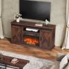 imageWLIVE Farmhouse Electric Fireplace TV Stand for TVs up to 65 Entertainment Center with Sliding XShaped Barn Door amp Storage Cabinet Media TV Console with 23 Fireplace for All Seasons WhiteBrown