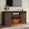 imageWLIVE Farmhouse Electric Fireplace TV Stand for TVs up to 65 Entertainment Center with Sliding XShaped Barn Door amp Storage Cabinet Media TV Console with 23 Fireplace for All Seasons WhiteBrown