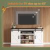 imageWLIVE Farmhouse Electric Fireplace TV Stand for TVs up to 65 Entertainment Center with Sliding XShaped Barn Door amp Storage Cabinet Media TV Console with 23 Fireplace for All Seasons WhiteBright White