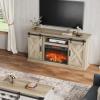 imageWLIVE Farmhouse Electric Fireplace TV Stand for TVs up to 65 Entertainment Center with Sliding XShaped Barn Door amp Storage Cabinet Media TV Console with 23 Fireplace for All Seasons WhiteGrey Oak