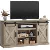 imageWLIVE Farmhouse Electric Fireplace TV Stand for TVs up to 65 Entertainment Center with Sliding XShaped Barn Door amp Storage Cabinet Media TV Console with 23 Fireplace for All Seasons WhiteGrey Oak