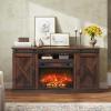 imageWLIVE Farmhouse Electric Fireplace TV Stand for TVs up to 65 Entertainment Center with Sliding XShaped Barn Door amp Storage Cabinet Media TV Console with 23 Fireplace for All Seasons WhiteBrown