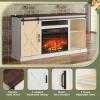imageWLIVE Farmhouse Electric Fireplace TV Stand for TVs up to 65 Entertainment Center with Sliding XShaped Barn Door amp Storage Cabinet Media TV Console with 23 Fireplace for All Seasons WhiteBright White