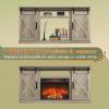 imageWLIVE Farmhouse Electric Fireplace TV Stand for TVs up to 65 Entertainment Center with Sliding XShaped Barn Door amp Storage Cabinet Media TV Console with 23 Fireplace for All Seasons WhiteGrey Oak