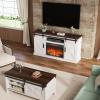 imageWLIVE Farmhouse Electric Fireplace TV Stand for TVs up to 65 Entertainment Center with Sliding XShaped Barn Door amp Storage Cabinet Media TV Console with 23 Fireplace for All Seasons WhiteBright White