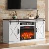 imageWLIVE Farmhouse Electric Fireplace TV Stand for TVs up to 65 Entertainment Center with Sliding XShaped Barn Door amp Storage Cabinet Media TV Console with 23 Fireplace for All Seasons WhiteBright White