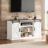 imageWLIVE Farmhouse Electric Fireplace TV Stand for TVs up to 65 Entertainment Center with Sliding XShaped Barn Door amp Storage Cabinet Media TV Console with 23 Fireplace for All Seasons WhiteBright White
