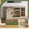 imageWLIVE Farmhouse Electric Fireplace TV Stand for TVs up to 65 Entertainment Center with Sliding XShaped Barn Door amp Storage Cabinet Media TV Console with 23 Fireplace for All Seasons WhiteGrey Oak