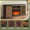 imageWLIVE Farmhouse Electric Fireplace TV Stand for TVs up to 65 Entertainment Center with Sliding XShaped Barn Door amp Storage Cabinet Media TV Console with 23 Fireplace for All Seasons WhiteBrown