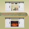 imageWLIVE Farmhouse Electric Fireplace TV Stand for TVs up to 65 Entertainment Center with Sliding XShaped Barn Door amp Storage Cabinet Media TV Console with 23 Fireplace for All Seasons WhiteBright White