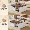 imageWLIVE Framhouse Coffee Table with Storage 355 Lift Top Coffee Table for Living Room Square Center Table Rustic Cocktail Table with Sliding Barn Doors Curevd Base WhiteWhite