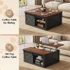 imageWLIVE Framhouse Coffee Table with Storage 355 Lift Top Coffee Table for Living Room Square Center Table Rustic Cocktail Table with Sliding Barn Doors Curevd Base WhiteBlack