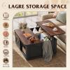 imageWLIVE Framhouse Coffee Table with Storage 355 Lift Top Coffee Table for Living Room Square Center Table Rustic Cocktail Table with Sliding Barn Doors Curevd Base WhiteBlack