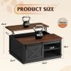 imageWLIVE Framhouse Coffee Table with Storage 355 Lift Top Coffee Table for Living Room Square Center Table Rustic Cocktail Table with Sliding Barn Doors Curevd Base WhiteBlack
