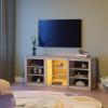 imageWLIVE Modern TV Stand for 65 Inch TV Entertainment Center with Adjustable Open Shelves amp LED Lights Sturdy Media Console for Living Room BedroomGaming WhiteGray Oak