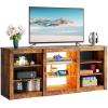 imageWLIVE Modern TV Stand for 65 Inch TV Entertainment Center with Adjustable Open Shelves amp LED Lights Sturdy Media Console for Living Room BedroomGaming WhiteBrown