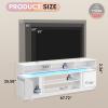 imageWLIVE Modern TV Stand for 75 Inch TV 2 Tier Entertainment Center with LED Lights amp Storage Cabinets Media TV Console Gaming Television Stands for Living Room BedroomWhiteWhite