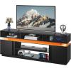 imageWLIVE Modern TV Stand for 75 Inch TV 2 Tier Entertainment Center with LED Lights amp Storage Cabinets Media TV Console Gaming Television Stands for Living Room BedroomWhiteBlack