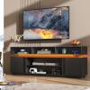 imageWLIVE Modern TV Stand for 75 Inch TV 2 Tier Entertainment Center with LED Lights amp Storage Cabinets Media TV Console Gaming Television Stands for Living Room BedroomWhiteBlack
