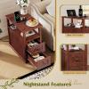 imageWLIVE Narrow Side Table with Charging Station Wooden End Table with 2 Drawers End Tables Living Room Bedroom Small Space Antique CherryAntique Cherry