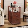 imageWLIVE Narrow Side Table with Charging Station Wooden End Table with 2 Drawers End Tables Living Room Bedroom Small Space Antique CherryAntique Cherry