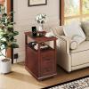 imageWLIVE Narrow Side Table with Charging Station Wooden End Table with 2 Drawers End Tables Living Room Bedroom Small Space Antique CherryAntique Cherry