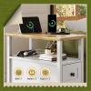 imageWLIVE Narrow Side Table with Charging Station Wooden End Table with 2 Drawers End Tables Living Room Bedroom Small Space Antique CherryWhite