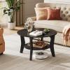 imageWLIVE Round Coffee Table 2Tier Small Coffee Table with Storage Shelf Circle Wood Center Table for Living Room Apartment Easy Assembly Rustic BrownBlack