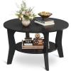 imageWLIVE Round Coffee Table 2Tier Small Coffee Table with Storage Shelf Circle Wood Center Table for Living Room Apartment Easy Assembly Rustic BrownBlack