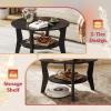 imageWLIVE Round Coffee Table 2Tier Small Coffee Table with Storage Shelf Circle Wood Center Table for Living Room Apartment Easy Assembly Rustic BrownBlack