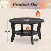 imageWLIVE Round Coffee Table 2Tier Small Coffee Table with Storage Shelf Circle Wood Center Table for Living Room Apartment Easy Assembly Rustic BrownBlack