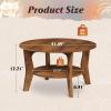 imageWLIVE Round Coffee Table 2Tier Small Coffee Table with Storage Shelf Circle Wood Center Table for Living Room Apartment Easy Assembly Rustic BrownRustic Brown