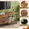 imageWLIVE TV Stand Dresser with 2 Drawers Entertainment Center for 50 Inch TV with Open Storage Shelves Industrial Media Console for Bedroom Living Room BlackRustic Brown