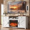 imageWLIVE TV Stand for 65 70 75 inch TV Modern Farmhouse Entertainment Center with Builtin Power Outlet TV Console with Storage Cabinets amp Drawers for Living Room BlackWhite