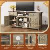 imageWLIVE TV Stand for 65 70 75 inch TV Modern Farmhouse Entertainment Center with Builtin Power Outlet TV Console with Storage Cabinets amp Drawers for Living Room BlackGray Oak