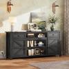 imageWLIVE TV Stand for 65 70 75 inch TV Modern Farmhouse Entertainment Center with Builtin Power Outlet TV Console with Storage Cabinets amp Drawers for Living Room BlackBlack
