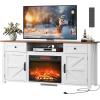 imageWLIVE TV Stand for 65 70 75 inch TV Modern Farmhouse Entertainment Center with Builtin Power Outlet TV Console with Storage Cabinets amp Drawers for Living Room BlackWhite