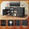 imageWLIVE TV Stand for 65 70 75 inch TV Modern Farmhouse Entertainment Center with Builtin Power Outlet TV Console with Storage Cabinets amp Drawers for Living Room BlackBlack