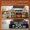 imageWLIVE TV Stand for 65 70 75 inch TV Modern Farmhouse Entertainment Center with Builtin Power Outlet TV Console with Storage Cabinets amp Drawers for Living Room BlackGray Oak