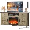 imageWLIVE TV Stand for 65 70 75 inch TV Modern Farmhouse Entertainment Center with Builtin Power Outlet TV Console with Storage Cabinets amp Drawers for Living Room BlackGray Oak