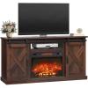 imageWLIVE Farmhouse Electric Fireplace TV Stand for TVs up to 65 Entertainment Center with Sliding XShaped Barn Door amp Storage Cabinet Media TV Console with 23 Fireplace for All Seasons WhiteBrown