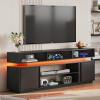 imageWLIVE Modern TV Stand for 75 Inch TV 2 Tier Entertainment Center with LED Lights amp Storage Cabinets Media TV Console Gaming Television Stands for Living Room BedroomWhiteBlack