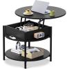 imageWLIVE Round Coffee Table 2Tier Small Coffee Table with Storage Shelf Circle Wood Center Table for Living Room Apartment Easy Assembly Rustic BrownBlack