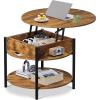 imageWLIVE Round Coffee Table 2Tier Small Coffee Table with Storage Shelf Circle Wood Center Table for Living Room Apartment Easy Assembly Rustic BrownRustic Brown